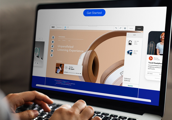 laptop with wix website design