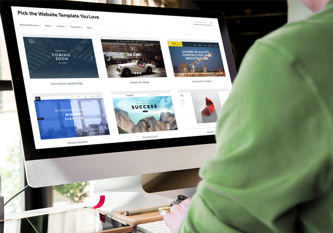 computer screen showing wix web design templates
