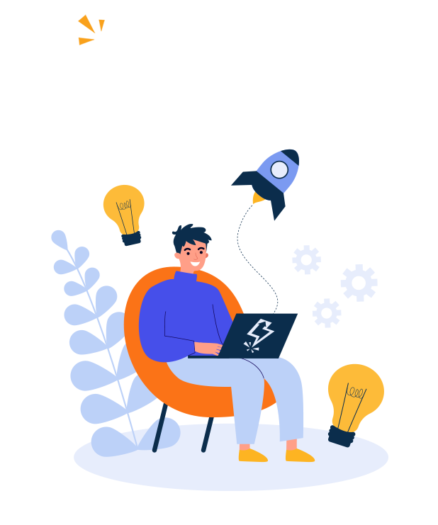 illustration of small business owner - graphic design agency poole
