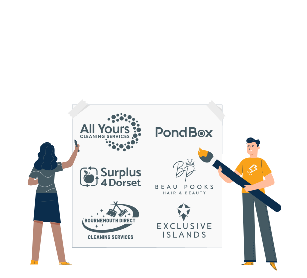 illustration showing logo designs by Poole design agency